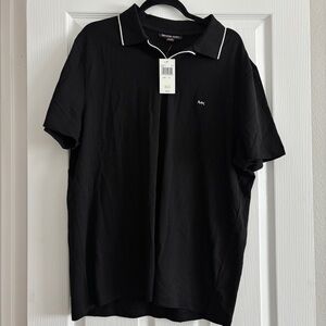 NWT Michael Kors Black Polo with White Piping